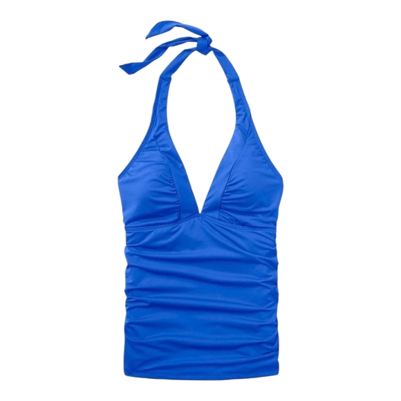 Athleta Other - Athleta Shirrendipity Halter Tankini Swim Top Blue Size Small